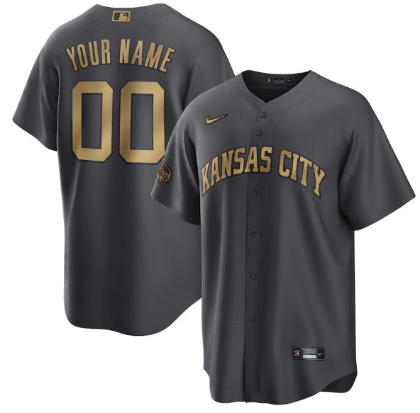 Men's Kansas City Royals Active Player Custom Charcoal 2022 All-Star Cool Base Stitched Baseball Jersey->kansas city royals->MLB Jersey