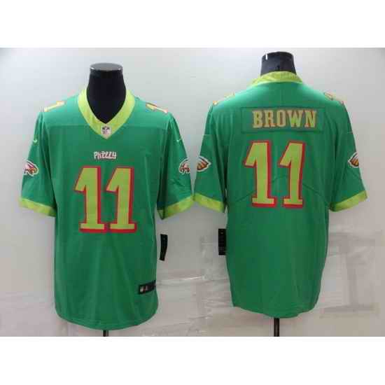 Men Philadelphia Eagles #11 A J Brown Green City Edition Limited Stitched Jerse->philadelphia eagles->NFL Jersey