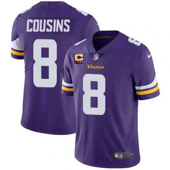 Men Minnesota Vikings 2022 #8 Kirk Cousins Purple With 4-Star C Patch Vapor Untouchable Limited Stitched NFL Jersey->minnesota vikings->NFL Jersey