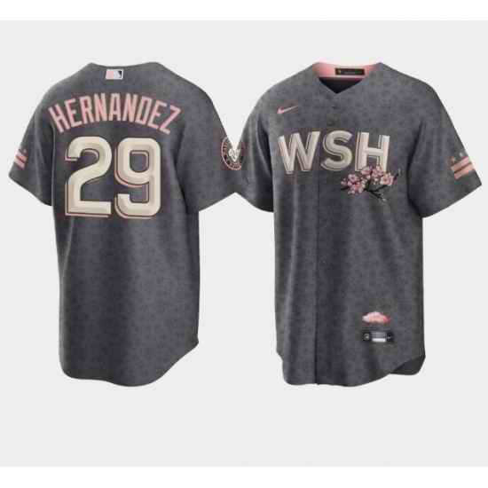 Men Washington Nationals #29 Yadiel Hernandez 2022 Grey City Connect Cherry Blossom Cool Base Stitched jersey->washington nationals->MLB Jersey