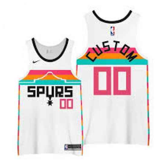 Men Women Youth San Antonio Spurs 2021 White City Edition Custom jersey->->Custom Jersey
