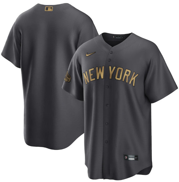 Men's New York Yankees Blank Charcoal 2022 All-Star Cool Base Stitched Baseball Jersey->new york yankees->MLB Jersey