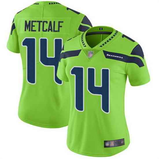 Women Seattle Seahawks #14 D K  Metcalf Green Vapor Untouchable Stitched Jersey->women nfl jersey->Women Jersey