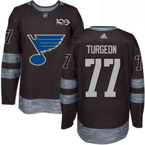 Mens Adidas St Louis Blues #77 Pierre Turgeon Authentic Black 1917 2017 100th Anniversary NHL Jersey->st.louis blues->NHL Jersey