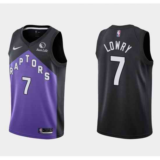 Men Toronto Raptors #7 Kyle Lowry Purple Black Earned Edition Stitched Basketball Jersey->toronto raptors->NBA Jersey