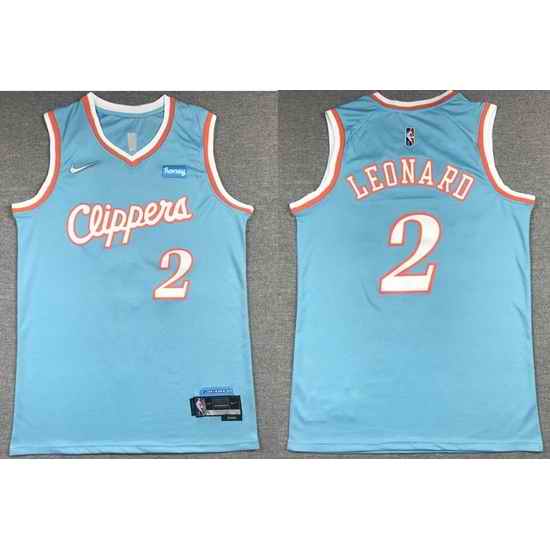 Men Los Angeles Clippers #2 Kawhi Leonard Blue 75th Anniversary 2021 2022 City Edition NBA Jersey->los angeles clippers->NBA Jersey