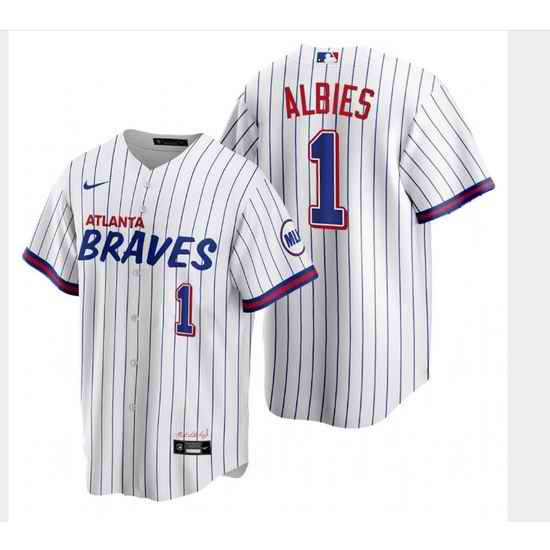 Men's Nike Atlanta Braves #1 Ozzie Albies White City Player Jersey->atlanta braves->MLB Jersey