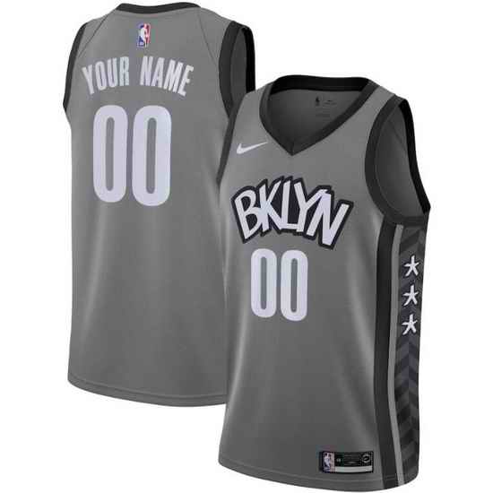 Men Women Youth Toddler Brooklyn Nets Custom Gray Nike NBA Stitched Jersey->customized nba jersey->Custom Jersey