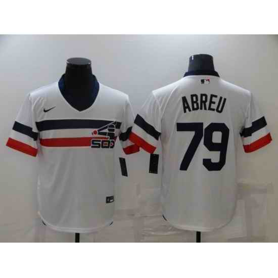 Men's Nike Chicago White Sox #79 Jose Abreu White Throwback Jersey->los angeles dodgers->MLB Jersey