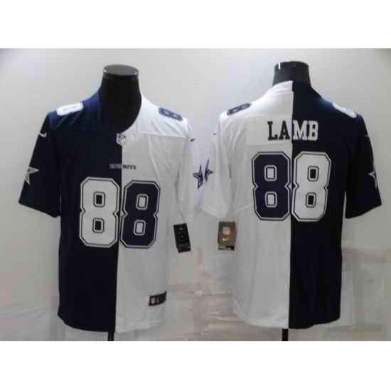 Men Nike Dallas Cowboys #88 CeeDee Lamb Blue White Split Limited Jersey->dallas cowboys->NFL Jersey