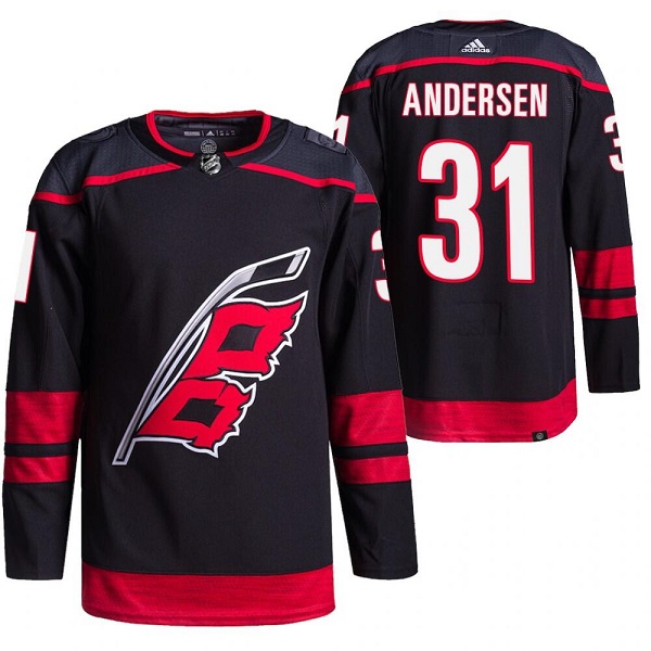 Men's Carolina Hurricanes #31 Frederik Andersen Black Breakaway Alternate Pro Stitched Jersey->carolina hurricanes->NHL Jersey