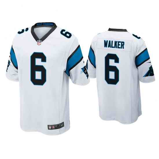Men's Carolina Panthers #6 P.J. Walker White Game Nike Jersey->new york jets->NFL Jersey