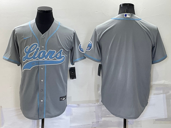 Men's Detroit Lions Blank Gray Cool Base Stitched Baseball Jersey->detroit lions->NFL Jersey