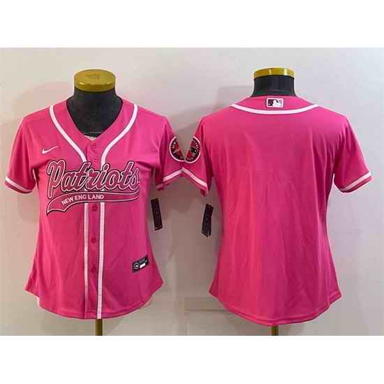 Women New England Patriots Blank Pink With Patch Cool Base Stitched Baseball Jersey->women nfl jersey->Women Jersey