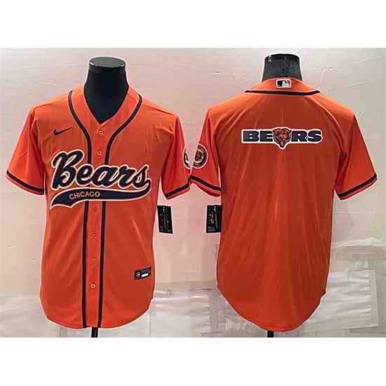 Men Chicago Bears Orange Team Big Logo With Patch Cool Base Stitched Baseball Jersey->chicago bears->NFL Jersey