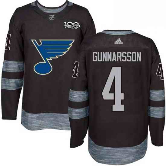 Mens Adidas St Louis Blues #4 Carl Gunnarsson Authentic Black 1917 2017 100th Anniversary NHL Jersey->st.louis blues->NHL Jersey