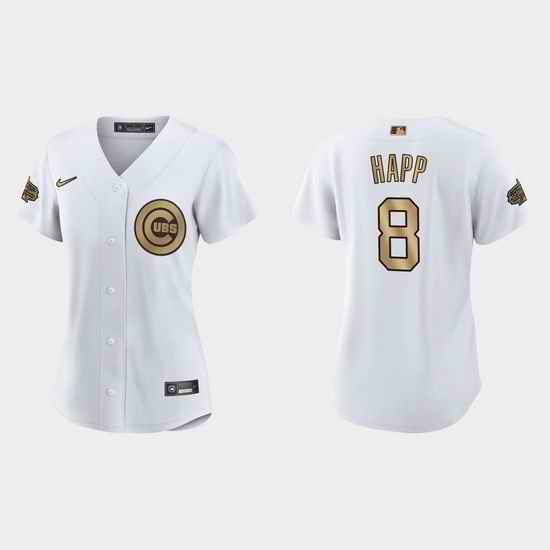 Women Chicago Cubs Ian Happ 2022 Mlb All Star Game Replica White Jersey->2022 all star->MLB Jersey