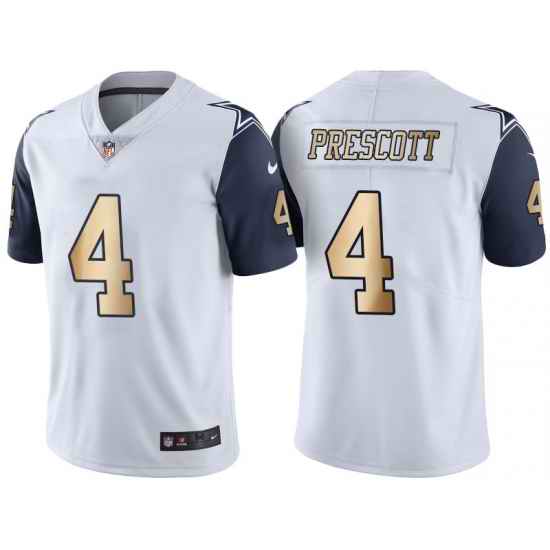 Men Nike Cowboys #4 Dak Prescott White Stitched NFL Limited Gold Rush Jersey->dallas cowboys->NFL Jersey
