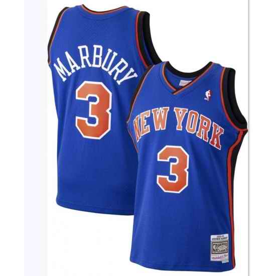 Men New York Knicks Stephon Marbury #6 Mitchell Ness Blue Stitched NBA Jersey->new york knicks->NBA Jersey