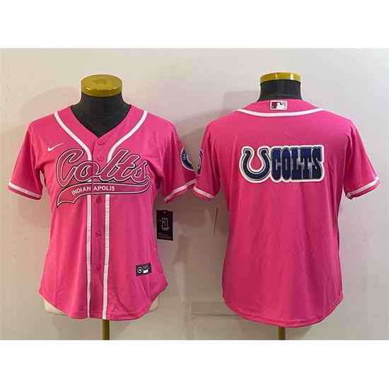 Women Indianapolis Colts Team Big Logo Pink With Patch Cool Base Stitched Baseball Jersey->women nfl jersey->Women Jersey