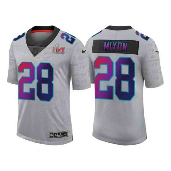 Men Cincinnati Bengals #28 Joe Mixon 2022 Grey Super Bowl LVI Limited Stitched Jersey->los angeles rams->NFL Jersey