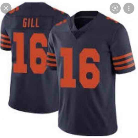 Men Nike Chicago Bears #16 Gill Navy Rush Stitched Jersey->women nfl jersey->Women Jersey