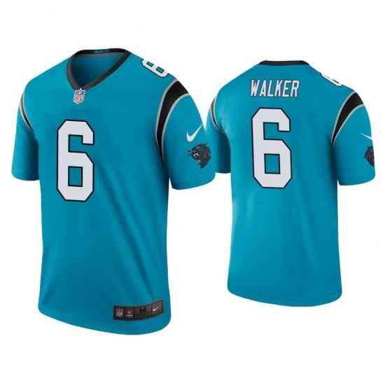 Men's Carolina Panthers #6 P.J. Walker Color Rush Legend Blue Nike Jersey->carolina panthers->NFL Jersey
