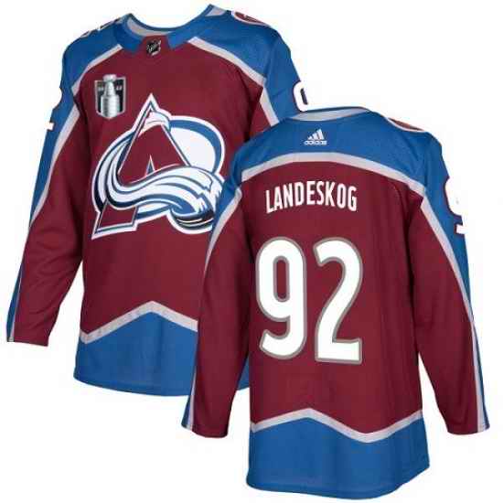 Men Colorado Avalanche #92 Gabriel Landeskog 2022 Burgundy Stanley Cup Final Patch Stitched Jersey->colorado avalanche->NHL Jersey