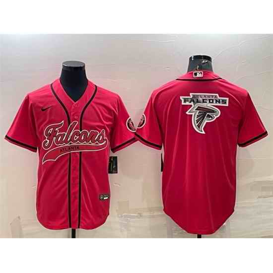 Men Atlanta Falcons Red Team Big Logo With Patch Cool Base Stitched Baseball Jersey->atlanta falcons->NFL Jersey
