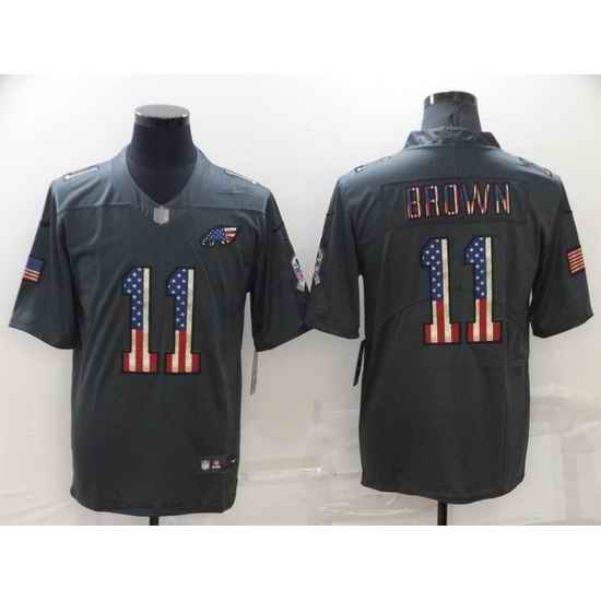 Men Philadelphia Eagles #11 A J Brown Grey Salute To Service USA Flag Stitched jersey->philadelphia eagles->NFL Jersey