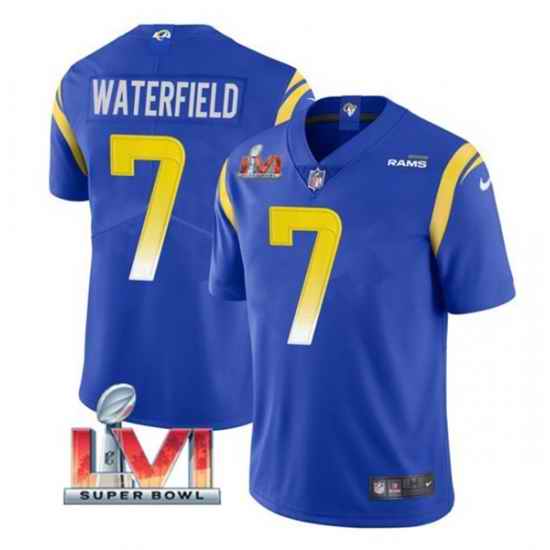 Nike Los Angeles Rams #7 Bob Waterfield Royal 2022 Super Bowl LVI Vapor Limited Jersey->los angeles rams->NFL Jersey