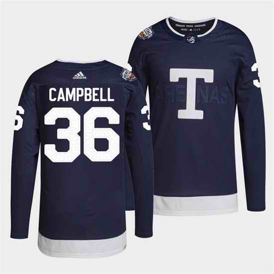 Men Toronto Maple Leafs #36 Jack Campbell 2022 Heritage Classic Navy Stitched jersey->toronto maple leafs->NHL Jersey