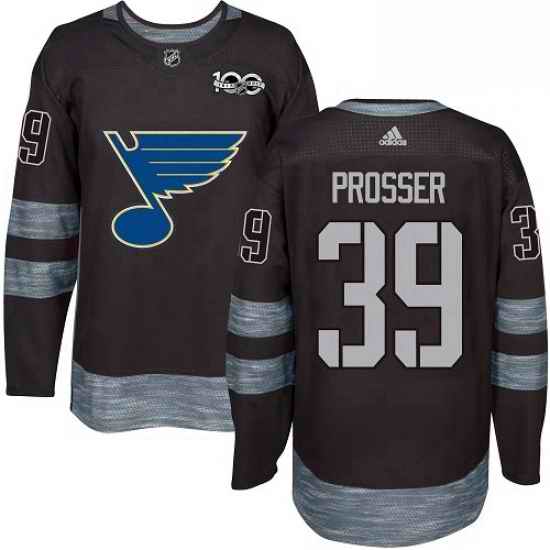 Mens Adidas St Louis Blues #39 Nate Prosser Authentic Black 1917 2017 100th Anniversary NHL Jersey->st.louis blues->NHL Jersey