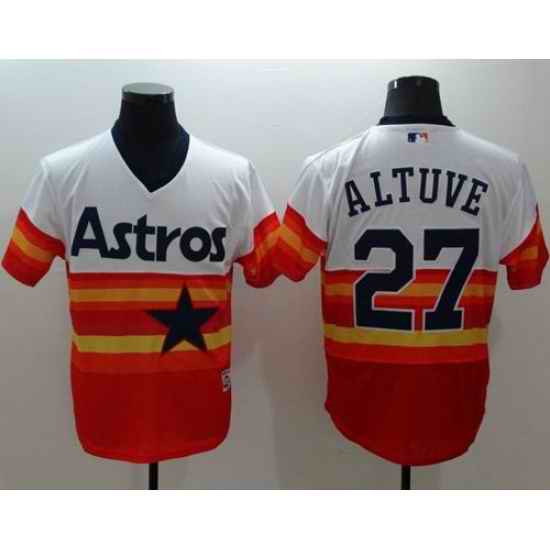 Houston Astros #27 Jose Altuve White Orange Flexbase Authentic Collection Cooperstown Stitched MLB Jersey->atlanta braves->MLB Jersey