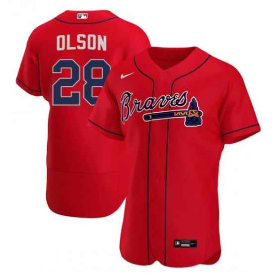 Men's Atlanta Braves #28 Matt Olson Red Flex Base Stitched Baseball Jersey->atlanta braves->MLB Jersey