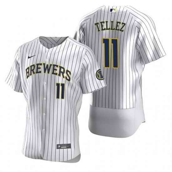Men Milwaukee Brewers #11 Rowdy Tellez White Flex Base Stitched MLB Jerse->milwaukee brewers->MLB Jersey