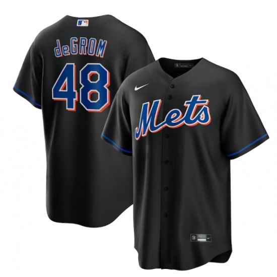 Men New York Mets #48 Jacob DeGrom 2022 Black Cool Base Stitched Baseball Jersey->women mlb jersey->Women Jersey