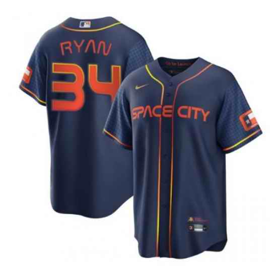 Men Houston Astros #34 Nolan Ryan 2022 Navy City Connect Cool Base Stitched jersey->houston astros->MLB Jersey