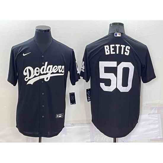 Men Los Angeles Dodgers #50 Mookie Betts Black Cool Base Stitched Jerseyy->los angeles dodgers->MLB Jersey