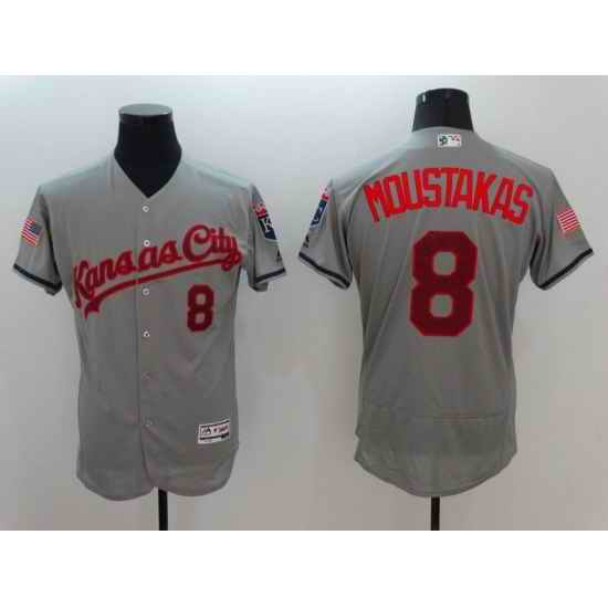Men Kansas City Royals #8 Moustakas Grey Elite 2022 MLB Jersey->boston red sox->MLB Jersey