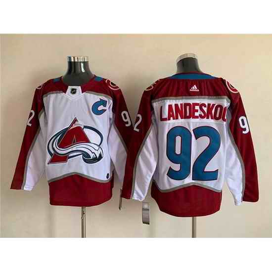 Men Colorado Avalanche #92 Gabriel Landeskog White Stitched Jersey->colorado avalanche->NHL Jersey