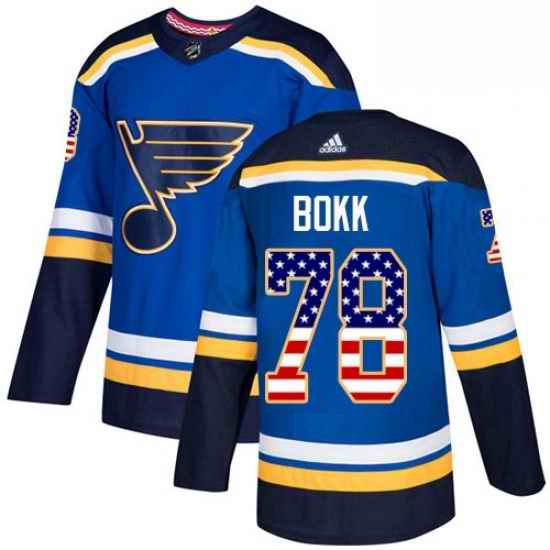 Mens Adidas St Louis Blues #78 Dominik Bokk Authentic Blue USA Flag Fashion NHL Jersey->st.louis blues->NHL Jersey