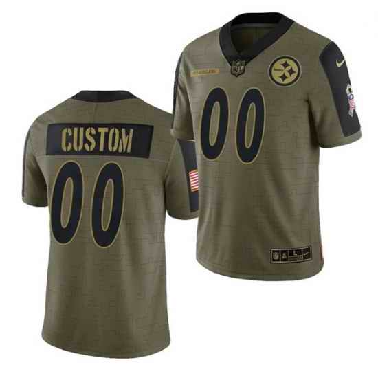 Men Women Youth Toddler  Pittsburgh Steelers ACTIVE PLAYER Custom 2021 Olive Salute To Service Limited Stitched Jersey->customized nfl jersey->Custom Jersey