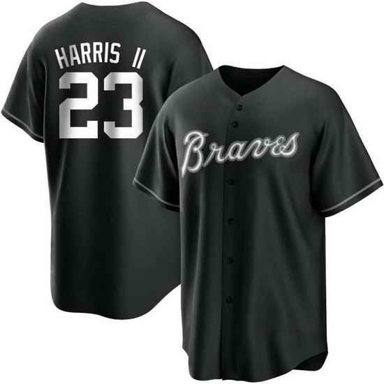 Men's Replica Michael Harris II Atlanta Braves White Black Jersey->baltimore orioles->MLB Jersey