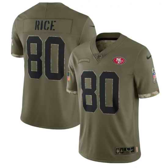 Men San Francisco 49ers #80 Jerry Rice Olive 2022 Salute To Service Limited Stitched Jersey->san francisco 49ers->NFL Jersey