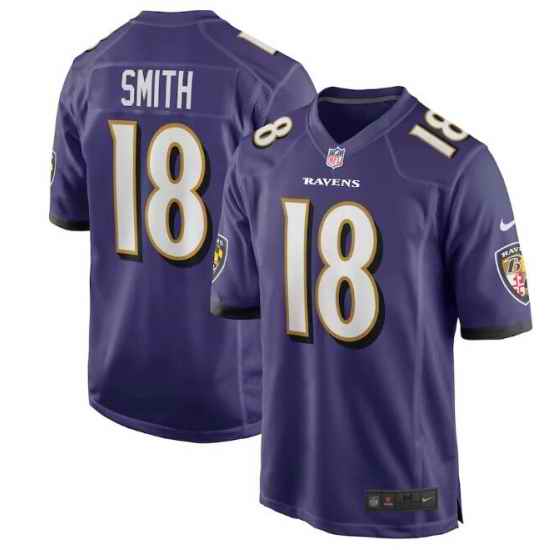 Men Baltimore Ravens #18 Roque Smith Purple Vapor Limited Stitched Jersey->new york giants->NFL Jersey