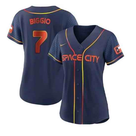 Women Houston Astros #7 Craig Biggio 2022 Navy City Connect Stitched Jersey 28Run Small 2->women mlb jersey->Women Jersey