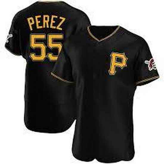 Men's Nike Pittsburgh Pirates #55 Roberto Perez Black Stitched Baseball Jersey->pittsurgh pirates->MLB Jersey