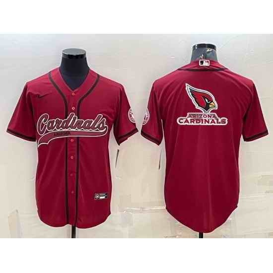 Men Arizona Cardinals Red Team Big Logo With Patch Cool Base Stitched Baseball Jersey->buffalo bills->NFL Jersey