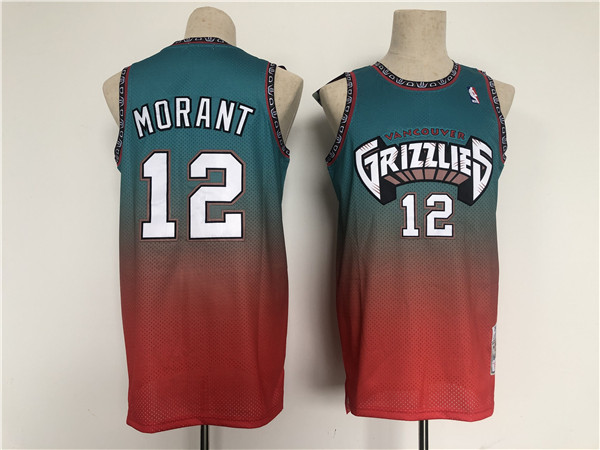Men's Memphis Grizzlies #12 Ja Morant Teal/Red Throwback Stitched Jersey->memphis grizzlies->NBA Jersey